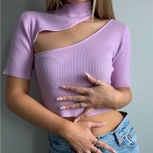 Cutout Shirt Crop Top